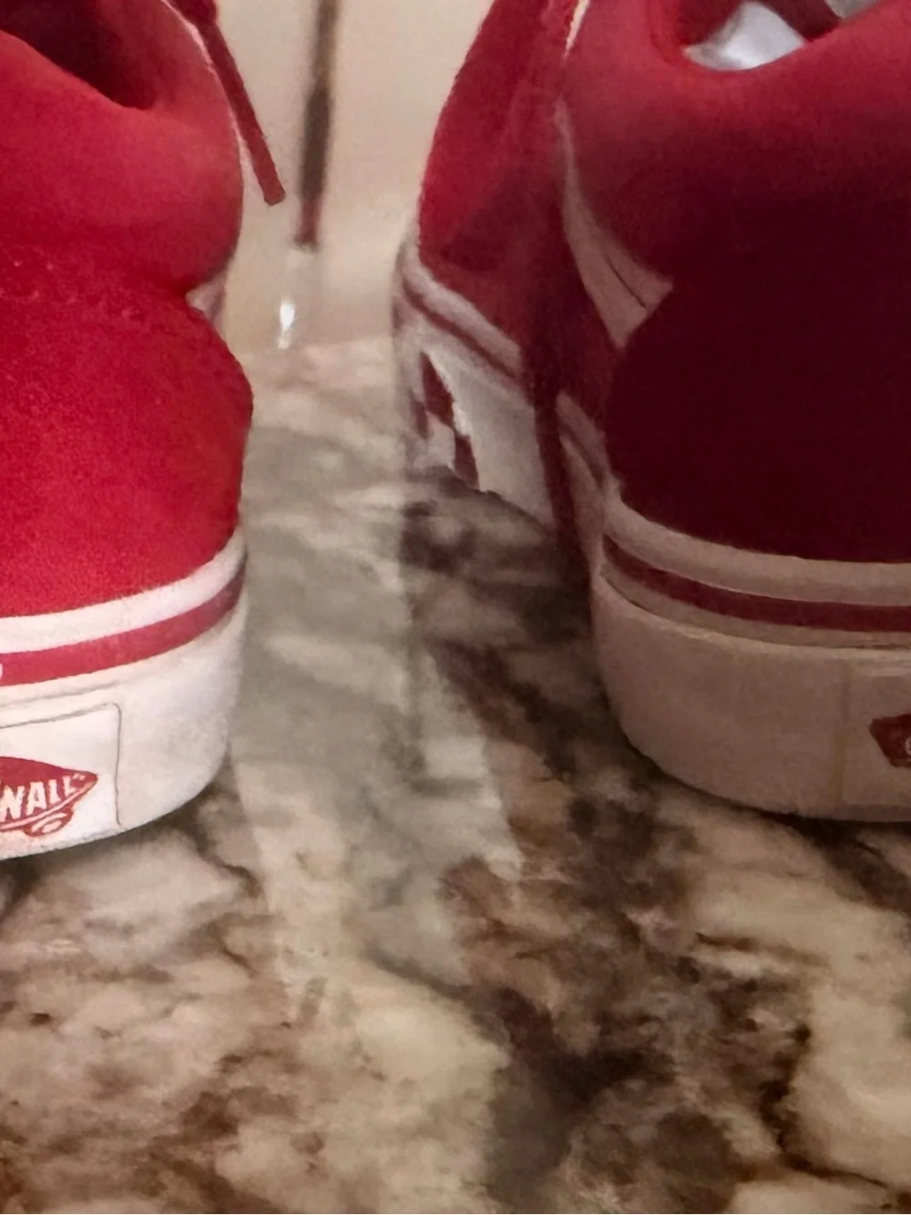 Vans Kids Size 13 Red Suede Sneakers with White Stripe and Checkered Soles